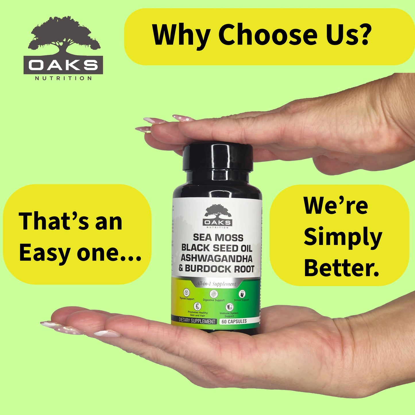 Premium 15-in-1 Sea Moss Multivitamin - 60 Capsules OaksNutrition