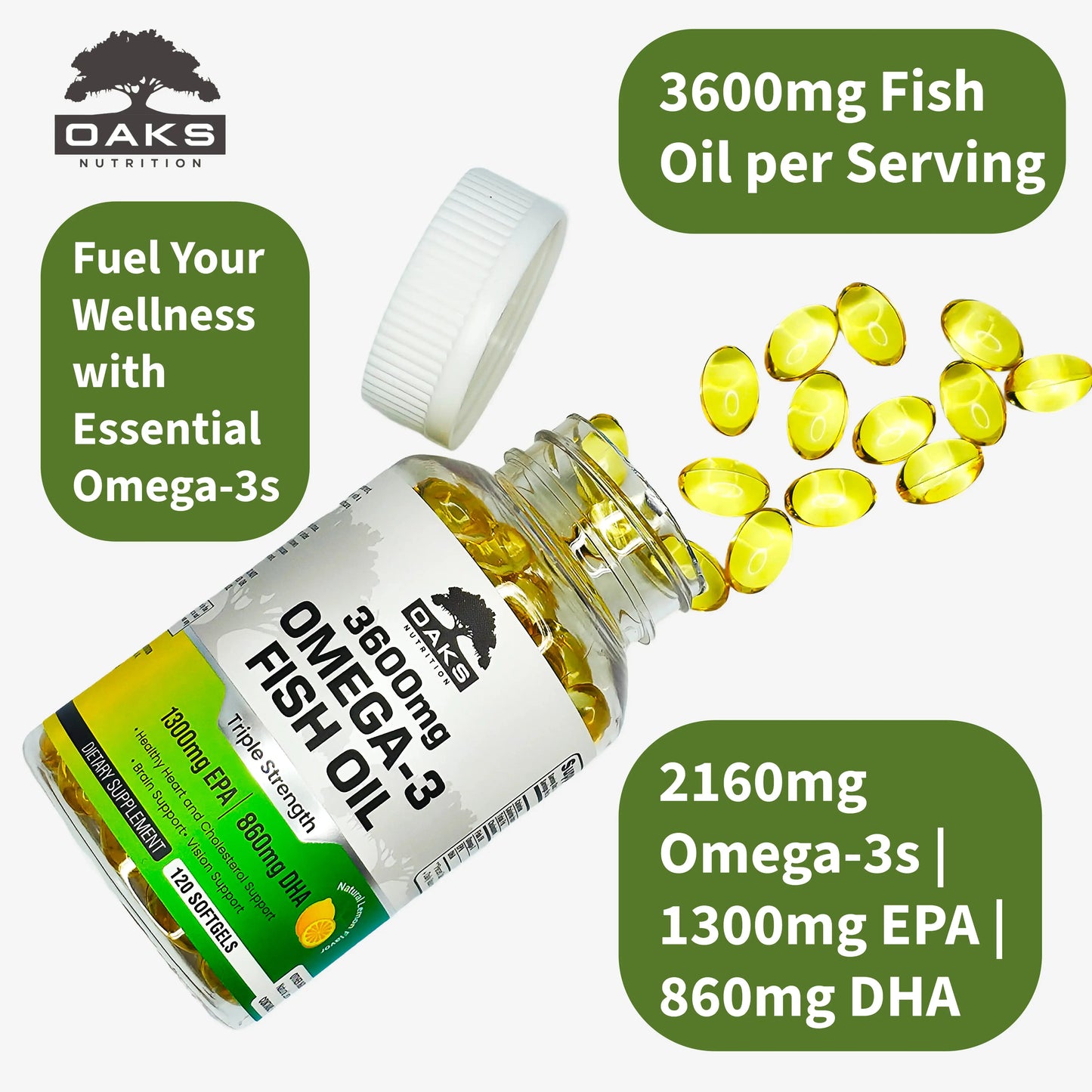 Omega Brain Kit – Memory Muscle + Triple Strength Omega-3 Fish Oil Oaks Nutrition