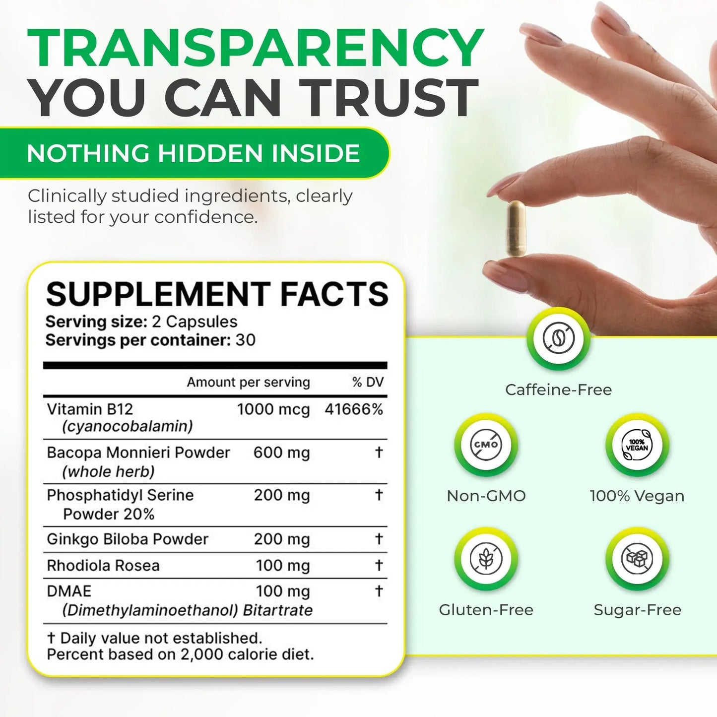 Memory Muscle - Nootropic Memory Support Supplement for Enhanced Focus & Mental Clarity - 60 Count OaksNutrition