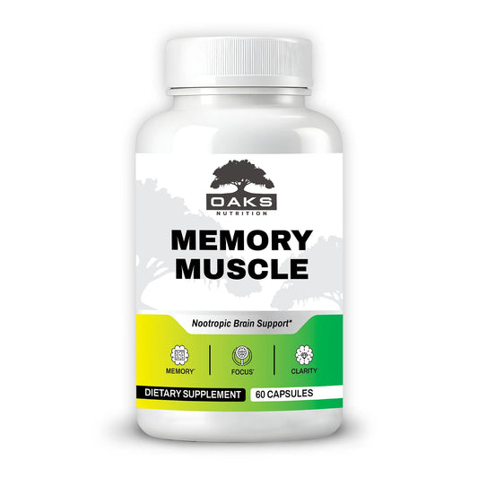 Memory Muscle - Nootropic Memory Support Supplement for Enhanced Focus & Mental Clarity - 60 Count OaksNutrition