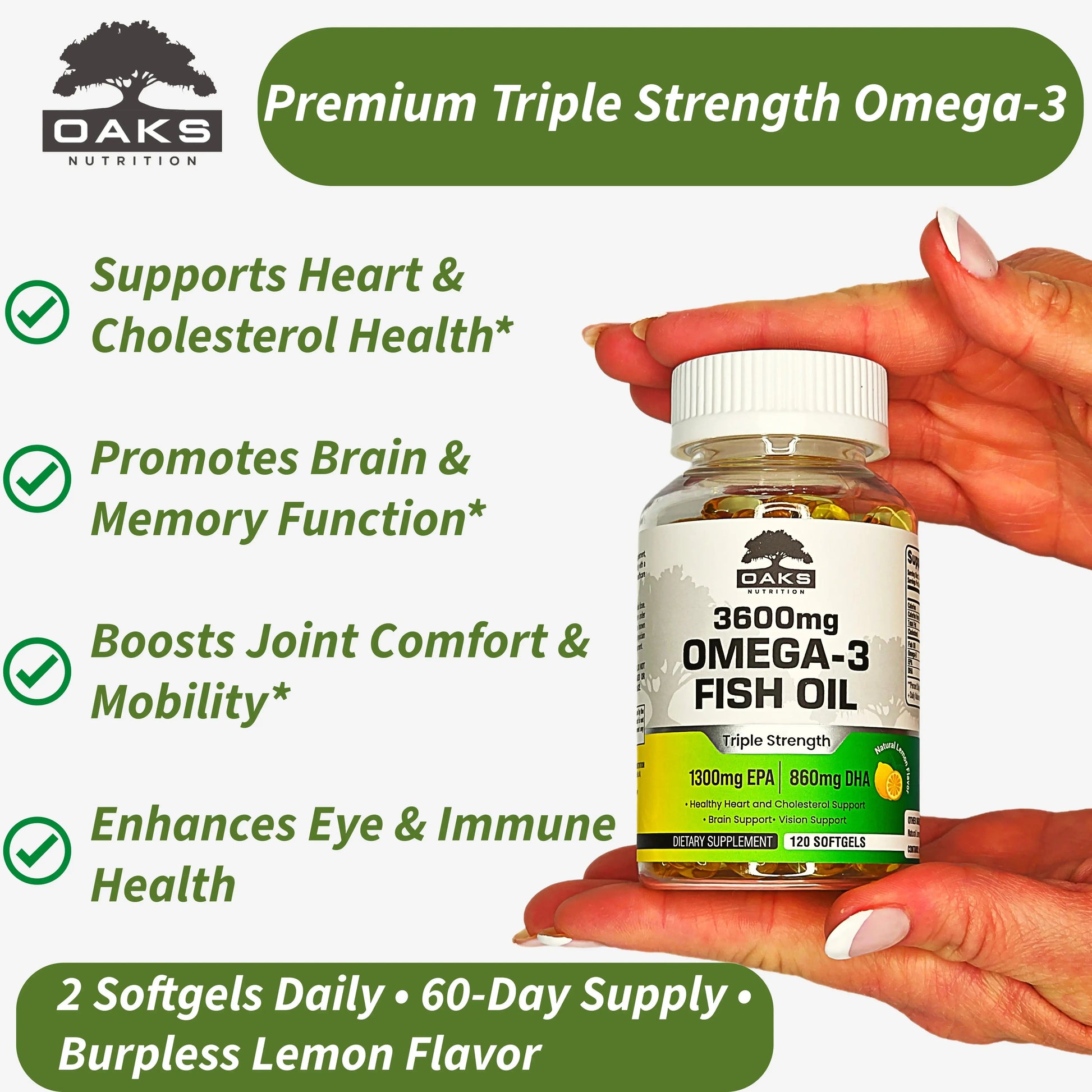 Omega Brain Kit – Memory Muscle + Triple Strength Omega-3 Fish Oil Oaks Nutrition