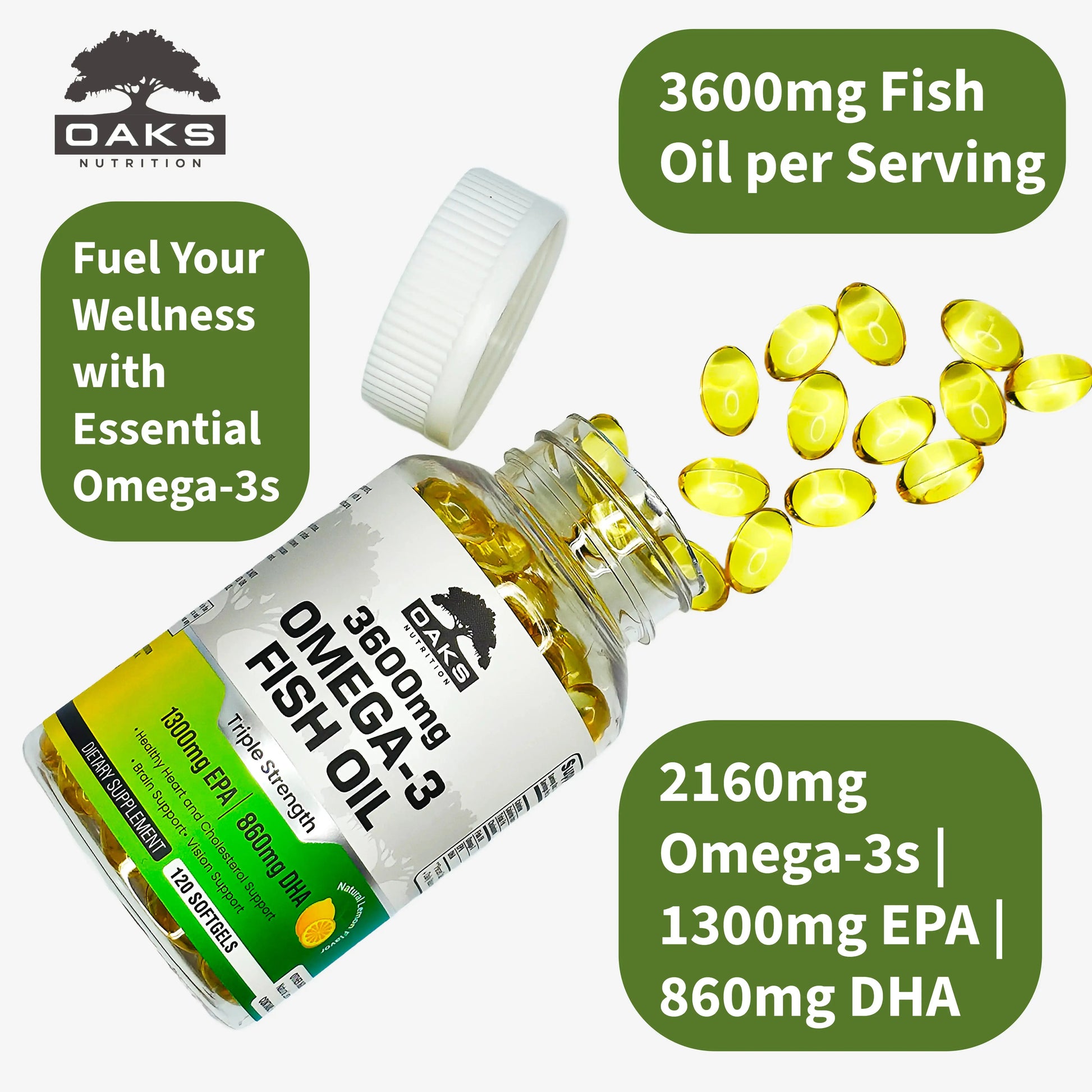 Omega Brain Kit – Memory Muscle + Triple Strength Omega-3 Fish Oil Oaks Nutrition